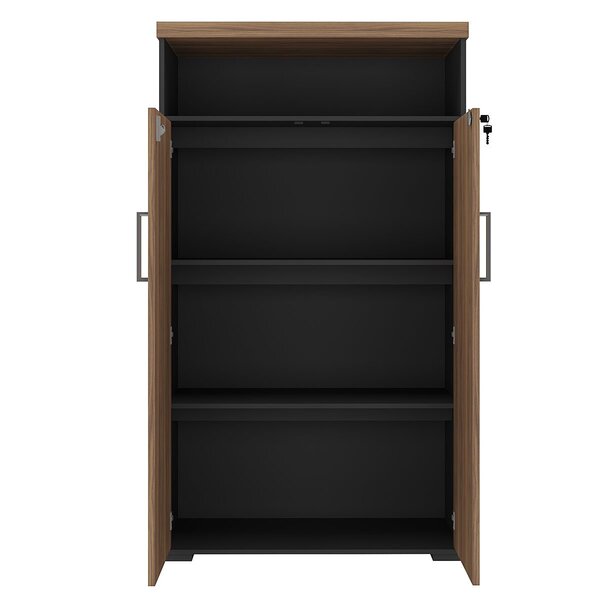 Armário Para Escritório 2 Portas Com Chave E Nicho Nogal/preto