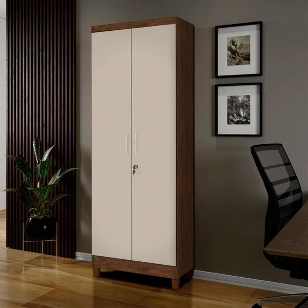 Armário Para Escritório 2 Portas Noce Pérola Fiora Shop Jm