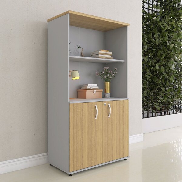 Armário Para Escritório 2 Portas Pivotante Cinza/samba