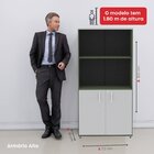 Armário Para Escritório 2 Portas Pivotante Salvia/cinza