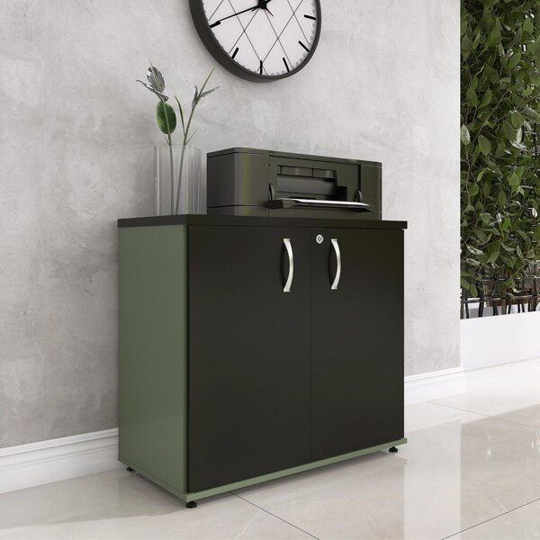 Armário Para Escritório 2 Portas Pivotante Salvia/preto