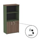 Armário Para Escritório 2 Portas Pivotante Salvia/walnut