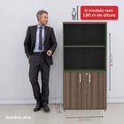 Armário Para Escritório 2 Portas Pivotante Salvia/walnut