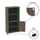 Armário Para Escritório 2 Portas Pivotante Salvia/walnut