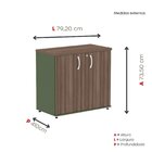 Armário Para Escritório 2 Portas Pivotante Salvia/walnut/preto