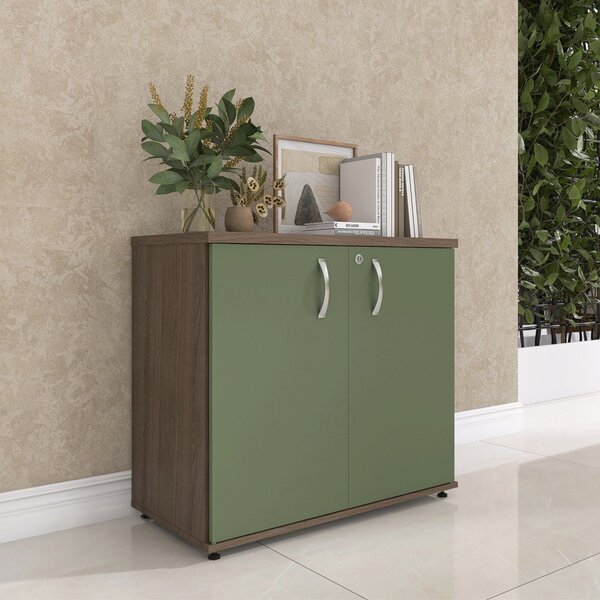 Armário Para Escritório 2 Portas Pivotante Walnut/salvia