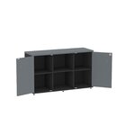 Armário Para Escritório 2 Portas Pivotantes Credenza Preto/gr