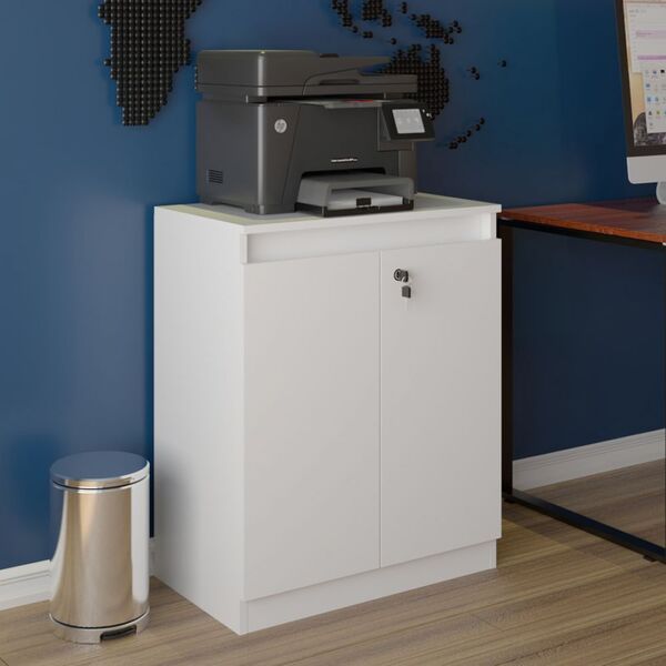 Armário Para Escritório 2 Portas State Com Chave Branco - Pnr