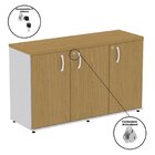 Armário Para Escritório 3 Portas Credenza Cinza/samba