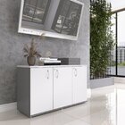 Armário Para Escritório 3 Portas Credenza Grafito/branco