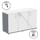 Armário Para Escritório 3 Portas Credenza Grafito/branco