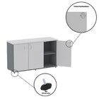 Armário Para Escritório 3 Portas Credenza Grafito/cinza