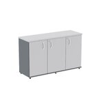 Armário Para Escritório 3 Portas Credenza Grafito/cinza