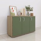 Armário Para Escritório 3 Portas Credenza Noce Naturalle/sálv