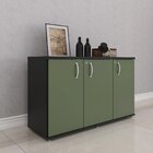 Armário Para Escritório 3 Portas Credenza Preto/sálvia