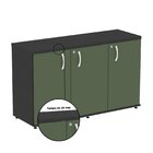 Armário Para Escritório 3 Portas Credenza Preto/sálvia