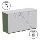 Armário Para Escritório 3 Portas Credenza Sálvia/cinza