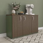 Armário Para Escritório 3 Portas Credenza Salvia/walnut