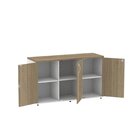 Armário Para Escritório 3 Portas Pivotante Credenza Branco/no