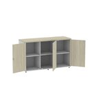 Armário Para Escritório 3 Portas Pivotante Credenza Cinza/cas