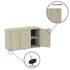 Armário Para Escritório 3 Portas Pivotante Credenza Nogueira
