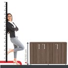 Armário Para Escritório 3 Portas Pivotante Credenza Walnut