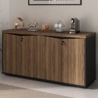 Armário Para Escritório 4 Portas Nogal/preto - Artany Móveis