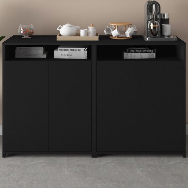 Armário Para Escritório 4 Portas Preto 5676 - Artany Móveis