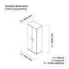 Armário Para Escritório Alto 02 Portas Pivotante Aac1900 Cinz