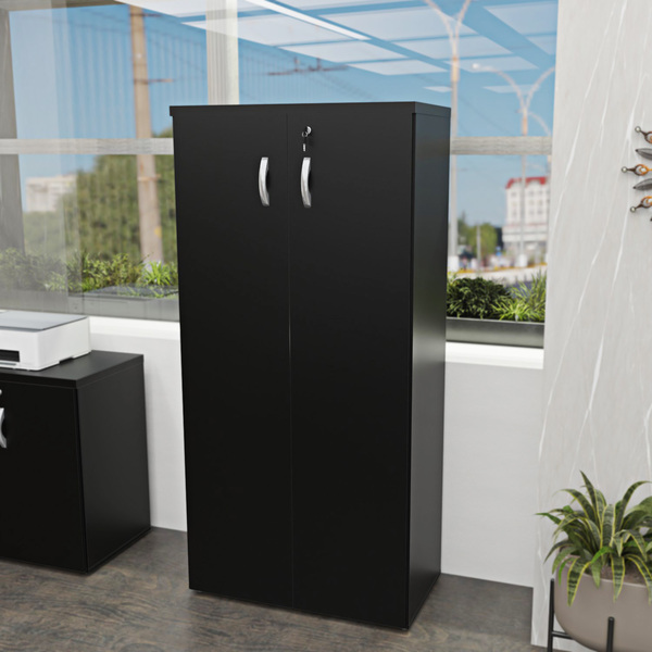 Armário Para Escritório Alto Fechado 1.60x80x42 F.15mm - Preto