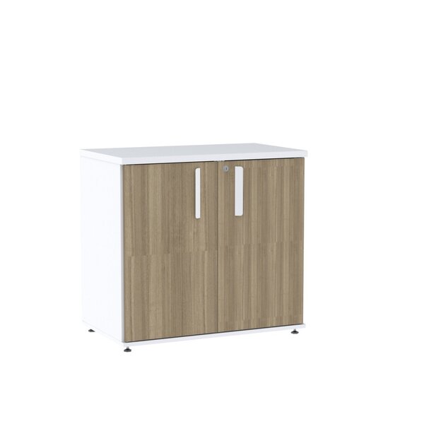 Armário Para Escritório Baixo 02 Portas Pivotante Abc745 Noce