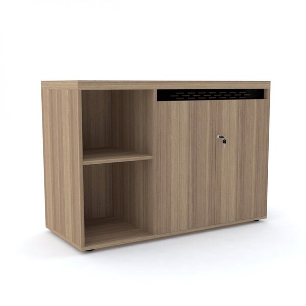 Armário Para Escritório Baixo 2 Com Chave Portas 2 Nichos Pe50