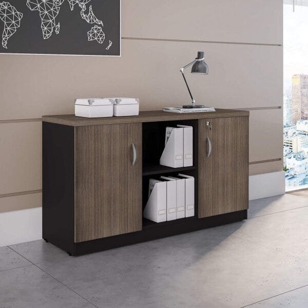 Armário Para Escritório Baixo 2 Nichos 2 Portas Com Chave Web