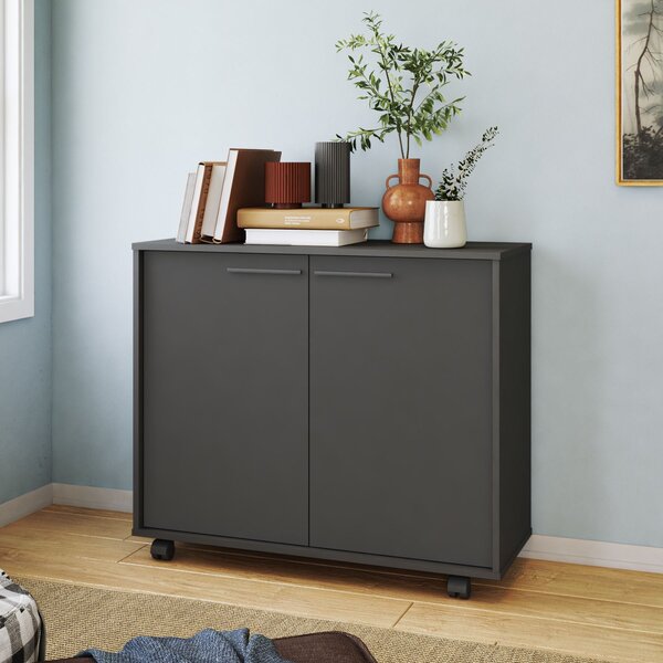 Armário Para Escritório Baixo 2 Portas 1 Prateleira Com Rodíz