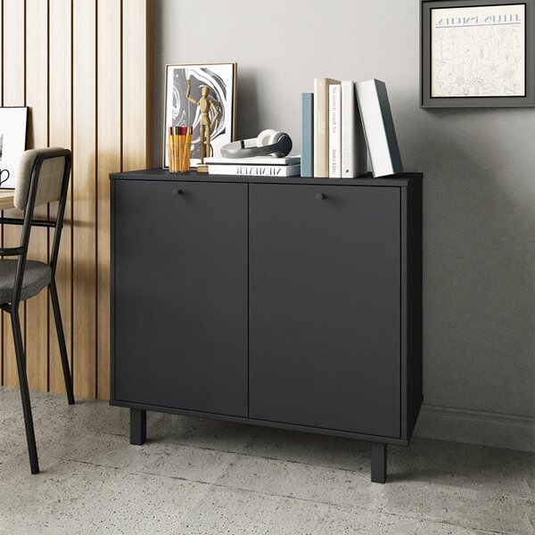 Armário Para Escritório Baixo 2 Portas 2 Prateleiras Mdp 12mm