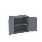 Armário Para Escritório Baixo 2 Portas Com Chave Grafito
