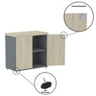 Armário Para Escritório Baixo 2 Portas Com Chave Grafito/cast