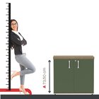 Armário Para Escritório Baixo 2 Portas Com Chave Noce Natural