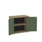 Armário Para Escritório Baixo 2 Portas Com Chave Noce Natural