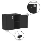 Armário Para Escritório Baixo 2 Portas Com Chave Preto