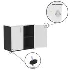 Armário Para Escritório Baixo 2 Portas Com Chave Preto/branco