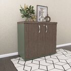 Armário Para Escritório Baixo 2 Portas Com Chave Salvia/walnut