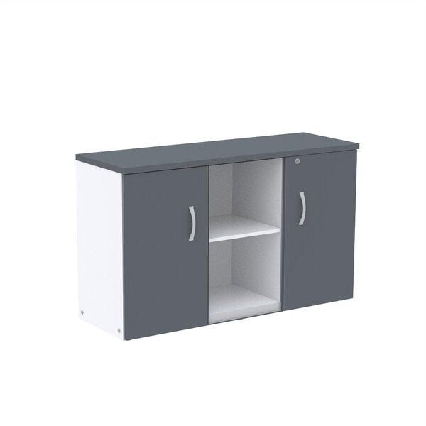 Armário Para Escritório Baixo 2 Portas Com Chave Semi Aberto