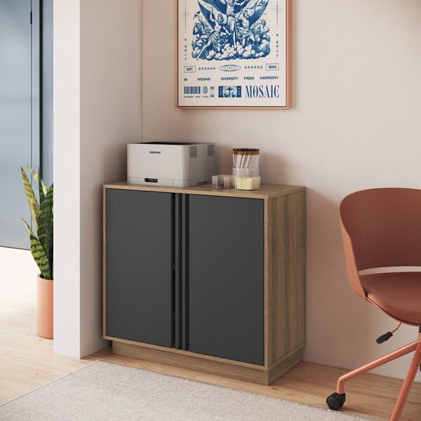 Armário Para Escritório Com 2 Portas Office Mel/grafite