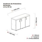 Armário Para Escritório Credenza De Madeira 3 Portas Pe40 Gra