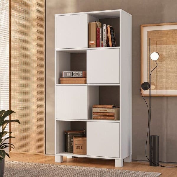 Armário Para Escritório E Home Office Com 8 Nichos 4 Portas Wally