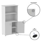 Armario Para Escritório Misto 02 Portas Pivotante Branco/cinza