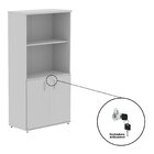 Armário Para Escritório Misto 02 Portas Pivotante Cinza