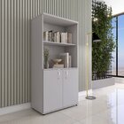 Armário Para Escritório Misto 02 Portas Pivotante Cinza