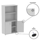 Armário Para Escritório Misto 02 Portas Pivotante Cinza